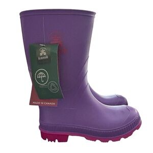 Kamik Kids Rain Boots Size 2 – Purple with Pink Soles
